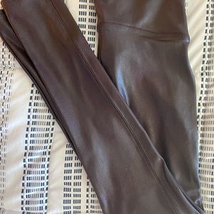 Spanx Wine Faux Leather Leggings